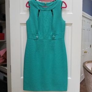 Turquoise Tahari Sheath Dress with Cut-outs